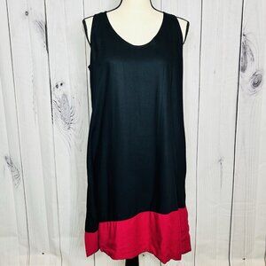 ESCAPADA Rayon Sleeveless Shift Tank Dress Women’s Sz M Keyhole Back Black Pink